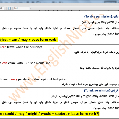 کاربرد افعال کمکی مودال